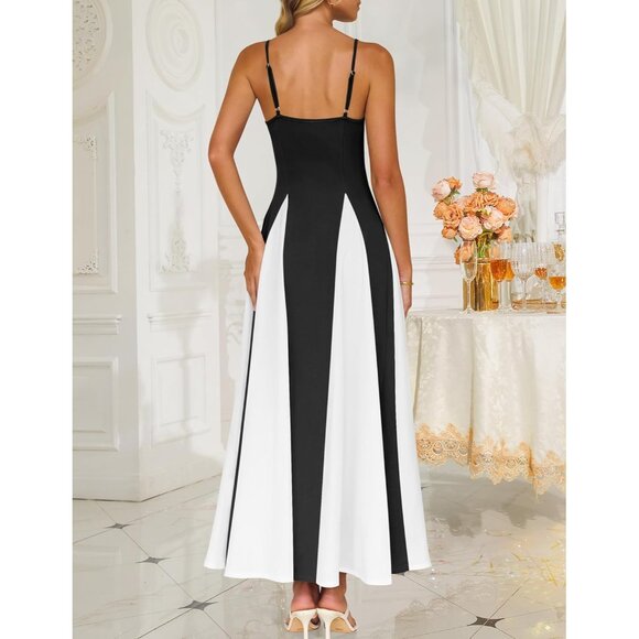 Women's Summer Maxi Dress Viscose Spaghetti Strap Flowy Wedding Guest - Picture 9 of 9